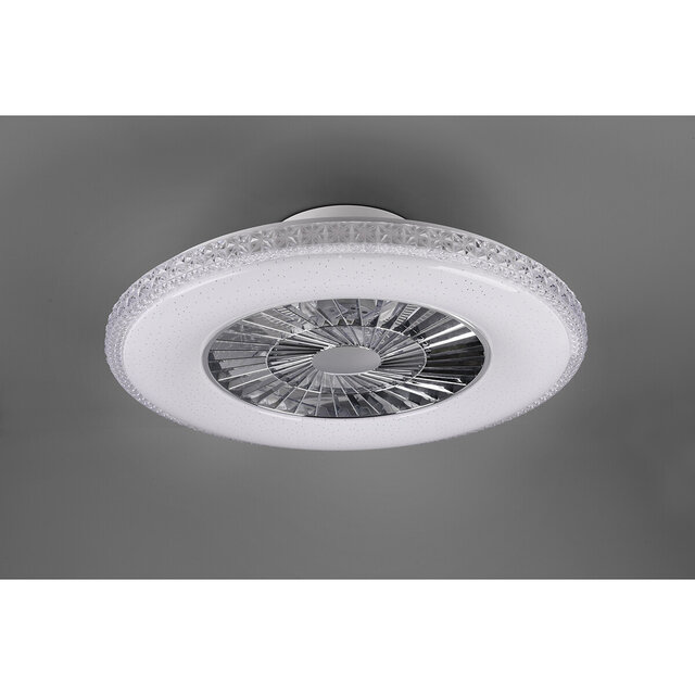 HLW LED Ronde LED plafondlamp ventilator 60 cm mat chroom, dimbaar