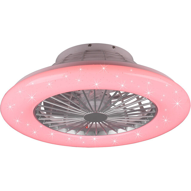 ronde mat titaan LED-plafondlamp met geïntegreerde ventilator en RGBW-licht met 39W vermogen en 2200 lumen