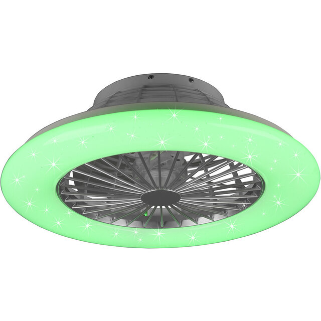 HLW LED Trion Romina LED ceiling lamp with fan, matte titanium RGBW