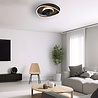 mat zwarte ronde plafondventilator met geïntegreerde dimbare 30W LED verlichting en instelbare kleurtemperatuur