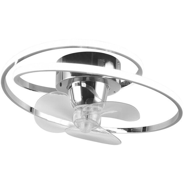 ronde dimbare LED plafondventilator in chroom met 38W vermogen en 4400 lumen lichtopbrengst