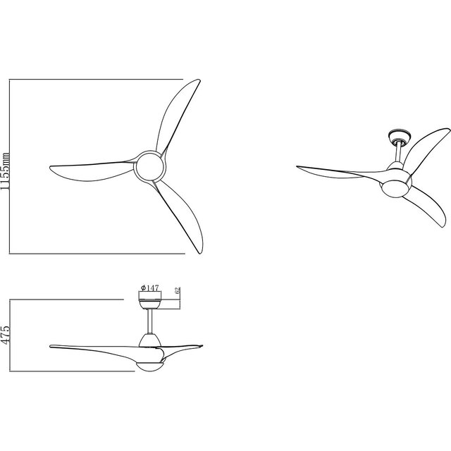 HLW LED Trion Alasin LED ceiling fan Ø115 cm black, dimmable