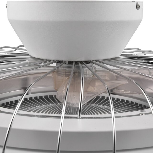 witte ronde LED plafondventilator met 30W vermogen, dimbaar licht en instelbare kleurtemperatuur