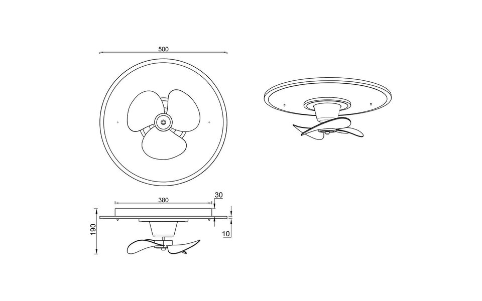HLW LED Trion Bryan LED plafondlamp met ventilator 30W dimbaar