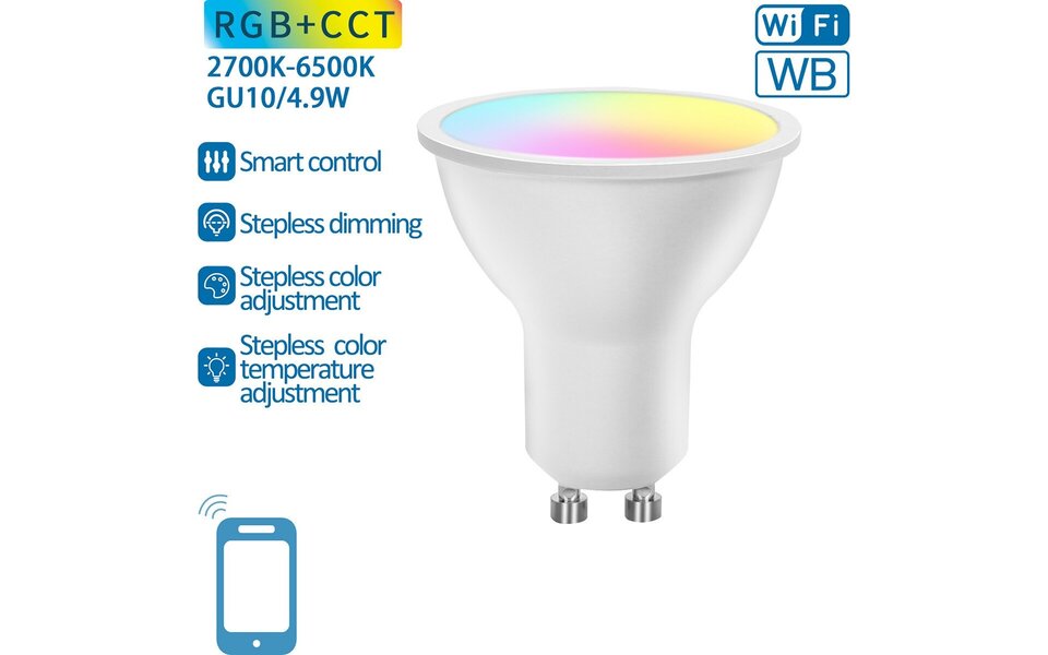 HLW LED Energiezuinige 9W LED Spot - Witte Kunststof Spot met RGB en Smart Home HLW LED Energiezuinige 9W LED Spot - Witte Kunststof Spot met RGB en Smart Home