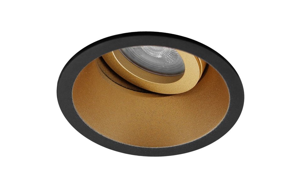 HLW LED Dimmable 7W LED Spot Set - Tiltable Round Recessed Spotlight in Matte Black & Gold