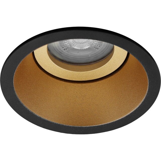 HLW LED Dimbare 7W LED Spot Set - Kantelbare Ronde Inbouwspot in Mat Zwart & Goud HLW LED Dimbare 7W LED Spot Set - Kantelbare Ronde Inbouwspot in Mat Zwart & Goud
