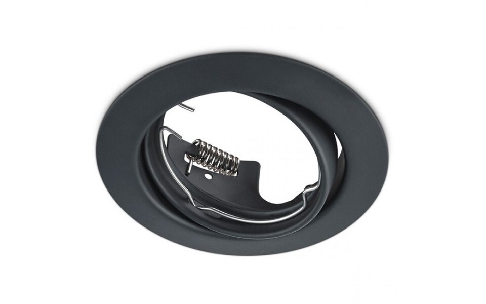 HLW LED Dimmable 4W LED Spot Set - Tiltable Round Recessed Spot Ø83mm Matte Black, Warm White