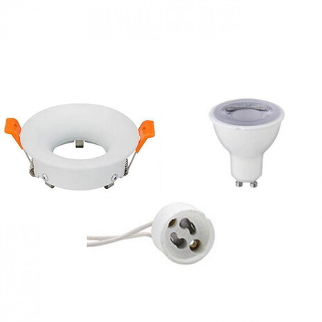 6W LED Spot Set - Dimbare Ronde Inbouwspot Mat Wit, Warm Wit 3000K