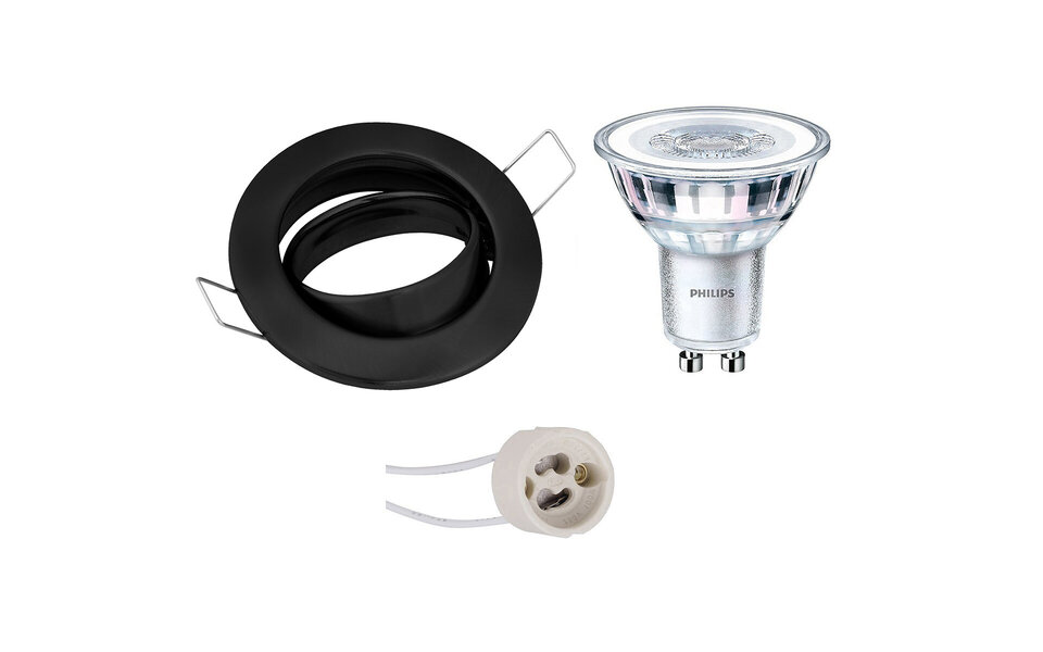 HLW LED LED Spot Set 6W - Kantelbare Ronde Inbouwspot Mat Zwart GU10 Fitting