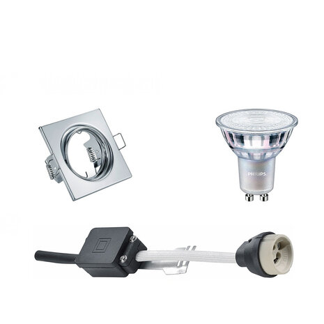 Dimbare LED Spot 9W | Kantelbare Vierkante Inbouwspot | Glans Chroom & Wit Dimbare LED Spot 9W | Kantelbare Vierkante Inbouwspot | Glans Chroom & Wit