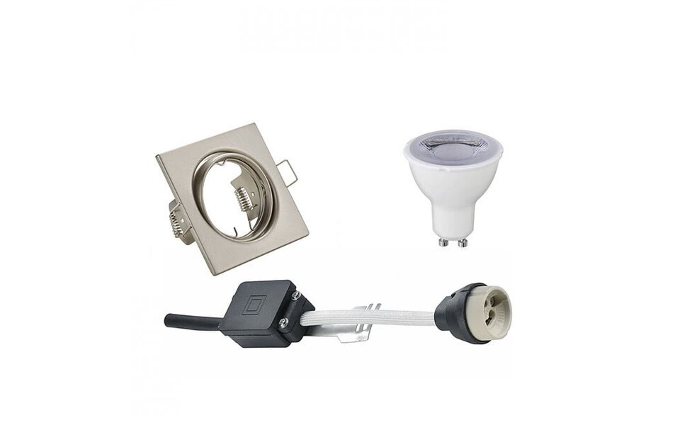 HLW LED Dimmable 6W LED Spot Set - Tiltable Square Recessed Spot in Matte Nickel