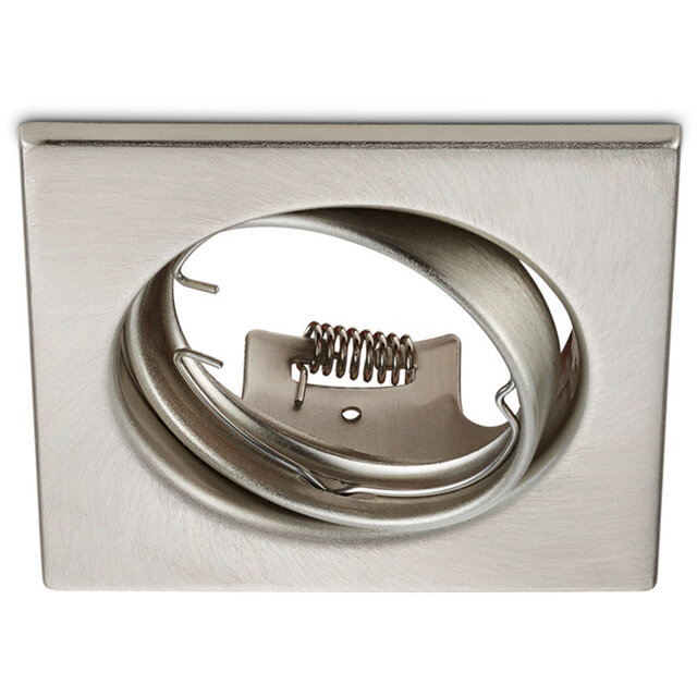 HLW LED Dimbare 6W LED Spot Set - Kantelbare Vierkante Inbouwspot in Mat Nikkel