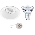 LED Spotlight Set 3W - Tiltable Round Recessed Spotlight Matte White - Dimmable LED Lamp