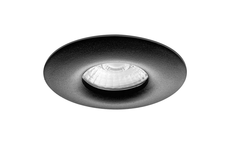 HLW LED LED Spot Set Pragmi Luno Pro - Matte Black Round Recessed Spot Light IP65, 5W LED, Warm White