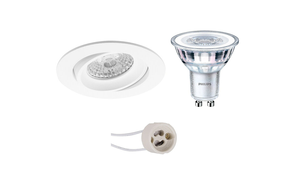 HLW LED Dimbare LED Spot 3W - Kantelbare Ronde Inbouwspot Mat Wit met GU10 Fitting