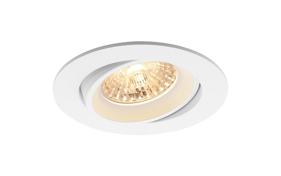 HLW LED Dimmable LED Spotlight 3W - Tiltable Round Recessed Spotlight Matt White with GU10 Fitting