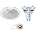 LED Spotlight Set 4W - Dimmable Round Recessed Spotlight Matt White GU10 - Warm White 3000K