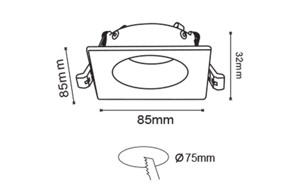 HLW LED 6W Dimmable LED Spot Set - Square Matt White Recessed Spotlight with GU10 Fitting