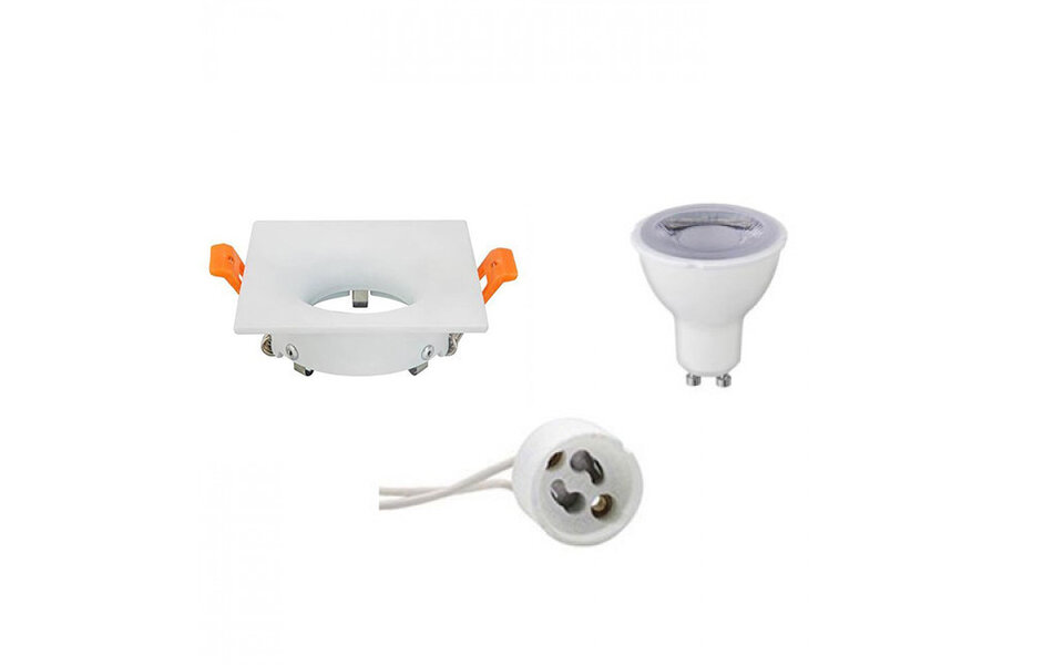 HLW LED 6W Dimbare LED Spot - Vierkante Mat Witte Inbouwspot met GU10 Fitting HLW LED 6W Dimbare LED Spot - Vierkante Mat Witte Inbouwspot met GU10 Fitting