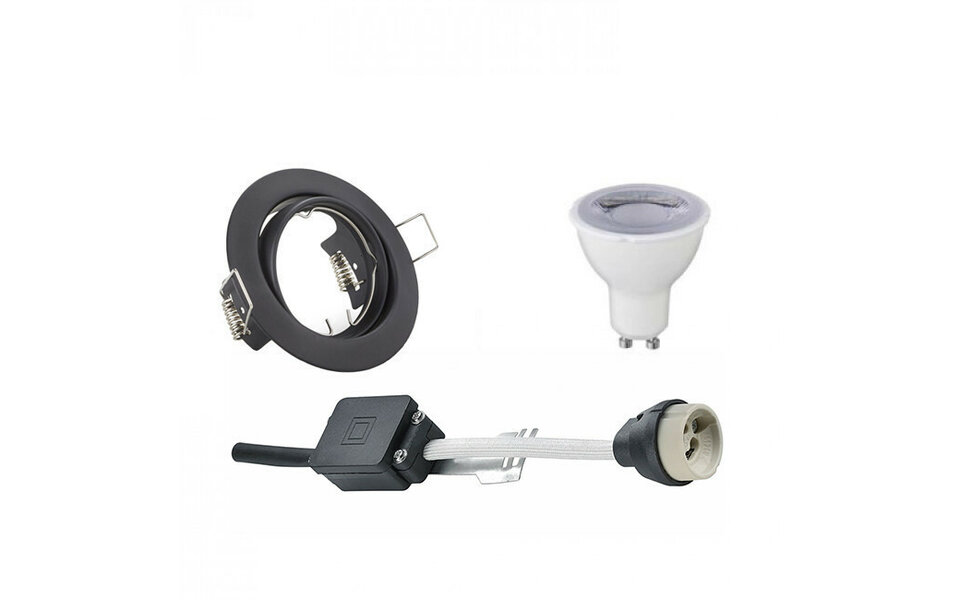 HLW LED LED Spot Set 6W - Kantelbare Dimbare Ronde Inbouwspot Mat Zwart, GU10 Fitting