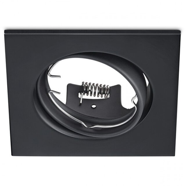 Mat zwarte dimbare LED inbouwspotset 6W GU10 3000K warm wit licht vierkant design