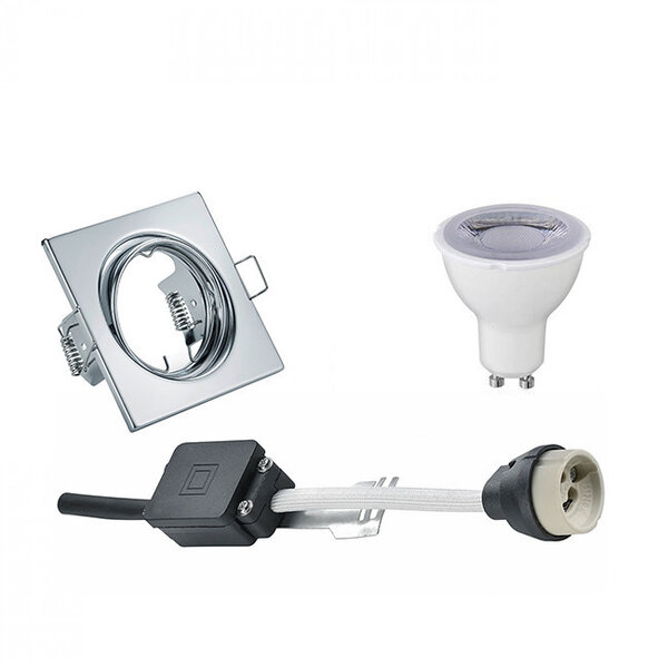 HLW LED LED Spot Set 6W - Dimbare Kantelbare Vierkante Inbouwspot - Wit & Chroom HLW LED LED Spot Set 6W - Dimbare Kantelbare Vierkante Inbouwspot - Wit & Chroom