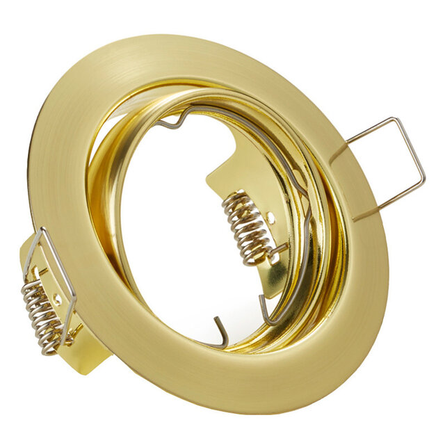 Ronde mat gouden 6W LED inbouwspot met GU10 fitting, dimbaar en kantelbaar, warm wit licht 3000K
