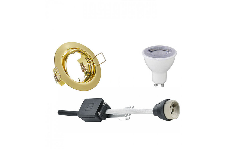 HLW LED 6W Dimmable LED Spot Set - Matte Gold Round Recessed Tiltable Spot GU10