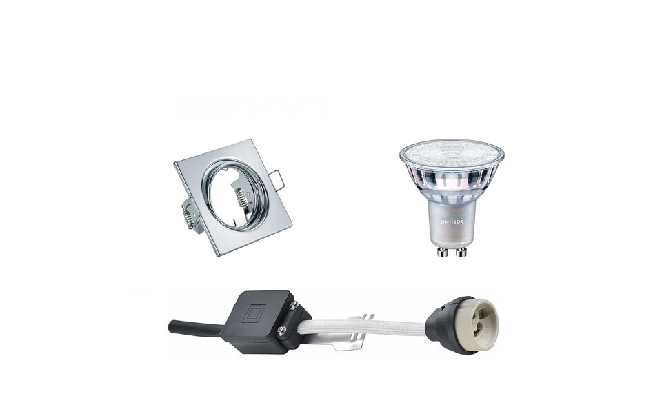 HLW LED 7W Dimbare Kantelbare LED Spot - Vierkante Inbouwspot, Witte & Chroom Afwerking HLW LED 7W Dimbare Kantelbare LED Spot - Vierkante Inbouwspot, Witte & Chroom Afwerking