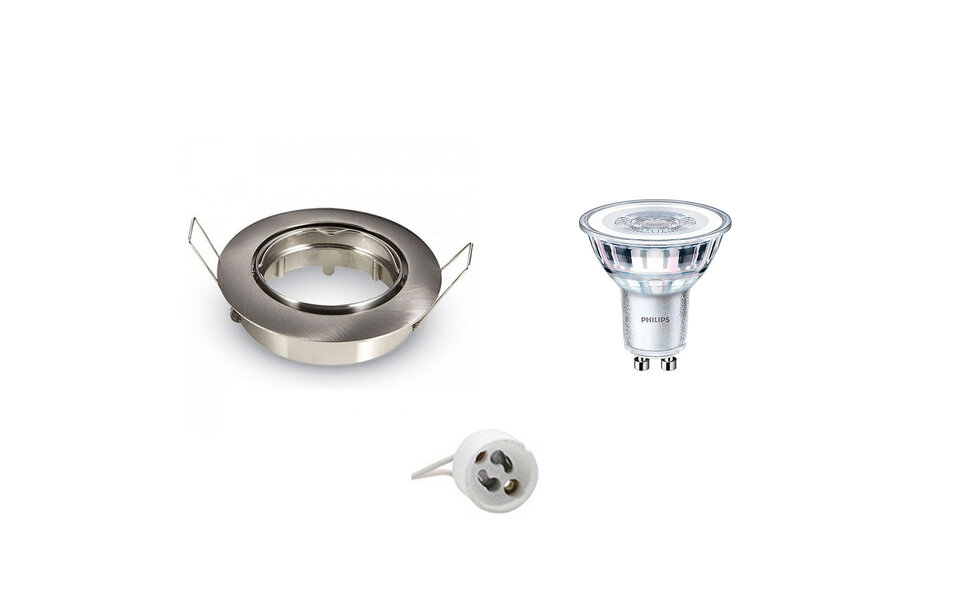 HLW LED Dimbare 3W LED Spot Set - Kantelbare Ronde Inbouwspot Mat Chroom GU10