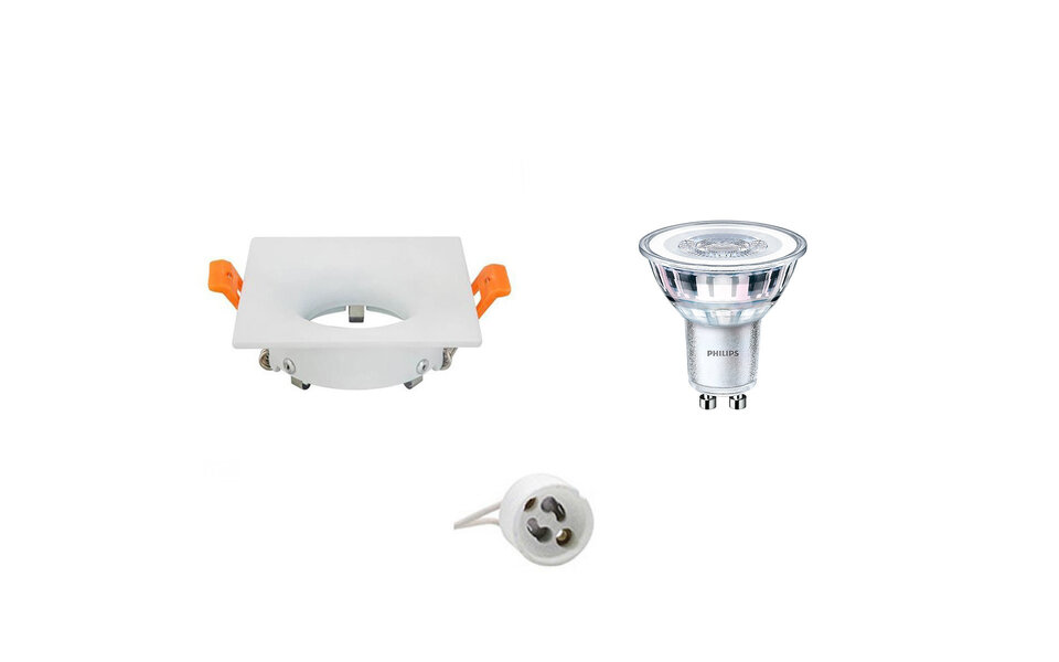 HLW LED LED Spot Set - Mat Witte Vierkante Inbouwspot 3W LED GU10 Dimbaar Natuurlijk Wit