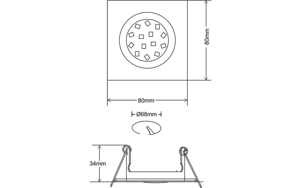 HLW LED LED Spotlight Set 6W - Tiltable Square Recessed Spotlight with GU10 Fitting and Natural White Light