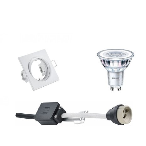6W LED Spot Set - Kantelbare Vierkante Inbouwspot met GU10 Fitting - Mat Wit 6W LED Spot Set - Kantelbare Vierkante Inbouwspot met GU10 Fitting - Mat Wit