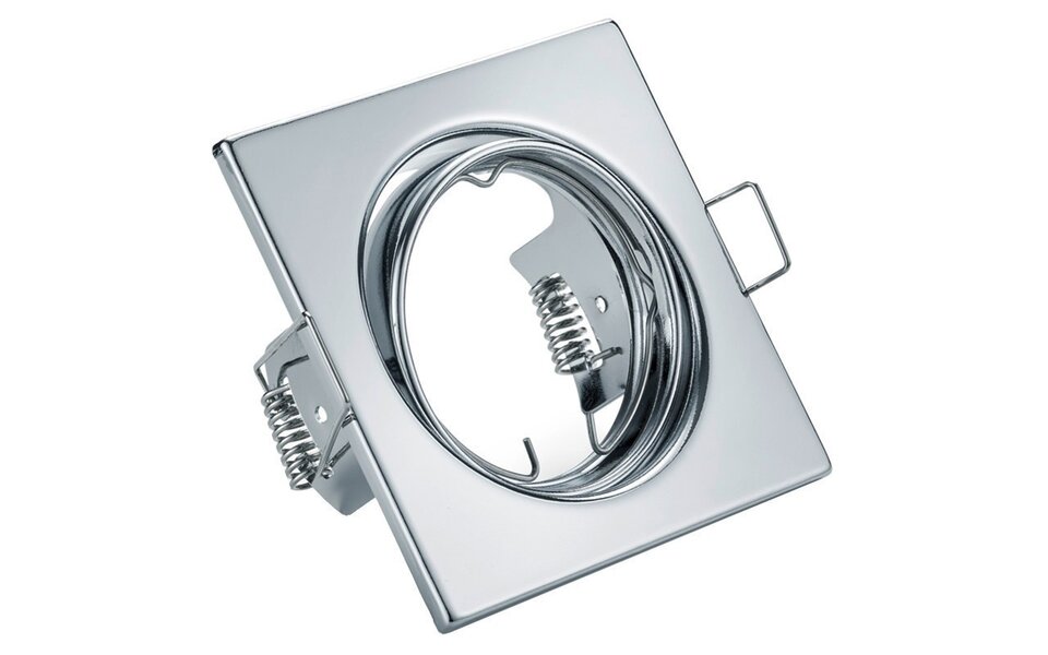 HLW LED Tiltable LED Spot Set 5W - Square Recessed Spot GU10, Gloss Chrome, Warm White