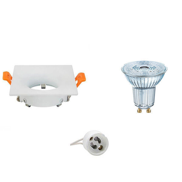 HLW LED 4W LED Spot Set - Dimbare Vierkante Inbouwspot Mat Wit, GU10, Natuurlijk Wit HLW LED 4W LED Spot Set - Dimbare Vierkante Inbouwspot Mat Wit, GU10, Natuurlijk Wit