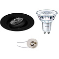 LED Spot Set 5W - Kantelbare Ronde Inbouwspot Mat Zwart/Wit, GU10 LED lamp