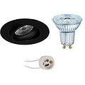 LED Spot Set 4W - Dimbare Ronde Kantelbare Inbouwspot Mat Zwart