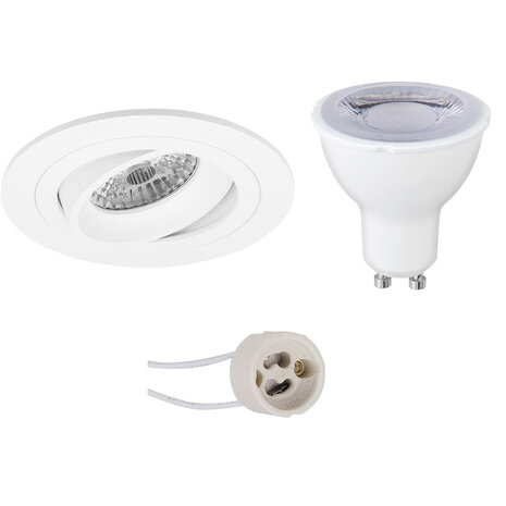 6W LED Spot Set - Dimbare Kantelbare Inbouwspot Mat Wit - Ronde Spot GU10 6W LED Spot Set - Dimbare Kantelbare Inbouwspot Mat Wit - Ronde Spot GU10
