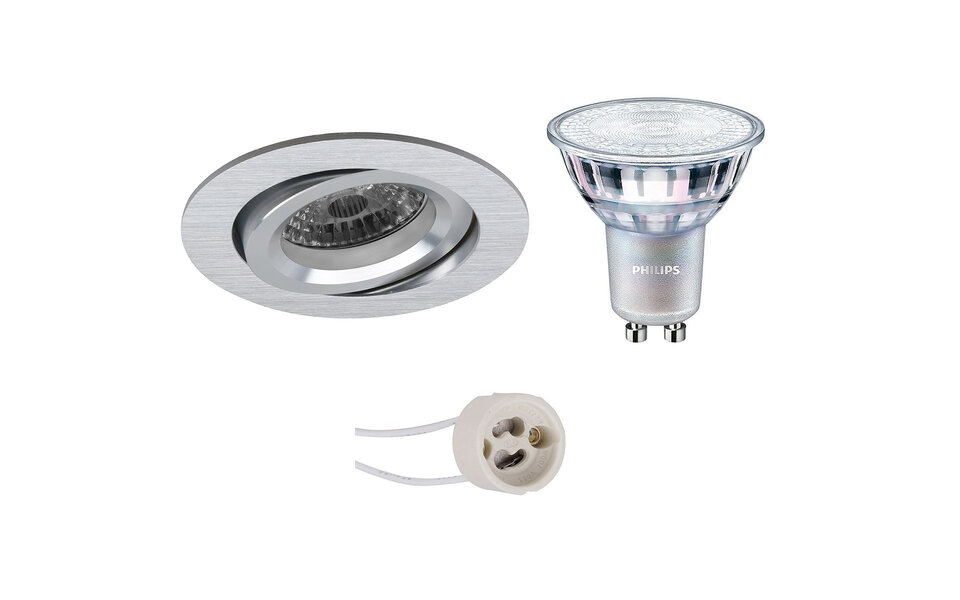 HLW LED LED Spotlight Set 7W - Tiltable Round Recessed Spotlight Matte Silver - White Dimmable Spotlight HLW LED LED Spotlight Set 7W - Tiltable Round Recessed Spotlight Matte Silver - White Dimmable Spotlight