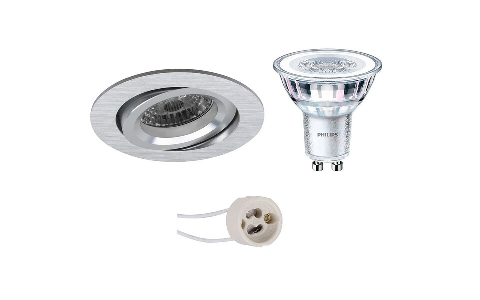 HLW LED Pragmi Aerony Pro 4W LED Spot Set - Kantelbare, Dimbare Ronde Inbouwspot, Mat Zilver, GU10, Natuurlijk Wit 4000K HLW LED Pragmi Aerony Pro 4W LED Spot Set - Kantelbare, Dimbare Ronde Inbouwspot, Mat Zilver, GU10, Natuurlijk Wit 4000K