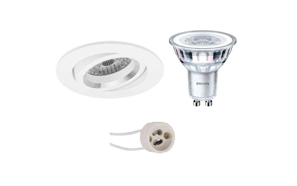 HLW LED LED Spot Set - 3W LED Kantelbare Ronde Inbouwspot Mat Wit Ø82mm Dimbaar
