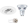 Pragmi Aerony Pro 4W LED Spot Set - Dimmable Tiltable Round Recessed Spot Light Matt White