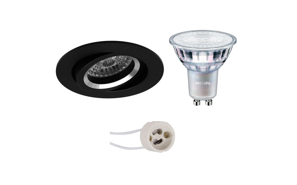 HLW LED 7W LED Spot Set - Matte Black Round Recessed Spot - Tiltable Dimmable Spot HLW LED 7W LED Spot Set - Matte Black Round Recessed Spot - Tiltable Dimmable Spot