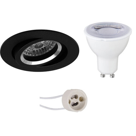 LED Spot Set 6W - Dimbare Kantelbare Ronde Inbouwspot Mat Zwart - GU10 LED Spot Set 6W - Dimbare Kantelbare Ronde Inbouwspot Mat Zwart - GU10