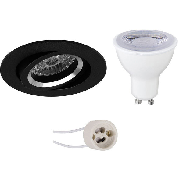HLW LED LED Spot Set 6W - Dimbare Kantelbare Ronde Inbouwspot Mat Zwart - GU10 HLW LED LED Spot Set 6W - Dimbare Kantelbare Ronde Inbouwspot Mat Zwart - GU10