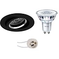 Pragmi Aerony Pro 6W LED Spot Set - Kantelbare Ronde Inbouwspot Mat Zwart