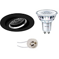 Dimbare 4W LED Spot Set - Kantelbare Ronde Inbouwspot Mat Zwart Ø82mm Dimbare 4W LED Spot Set - Kantelbare Ronde Inbouwspot Mat Zwart Ø82mm