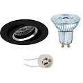 LED Spot Set - 4W Dimbare Ronde Inbouwspot, Kantelbare Mat Zwarte Spot