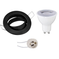 Matte black dimmable GU10 LED recessed spotlight tiltable 6W 3000K